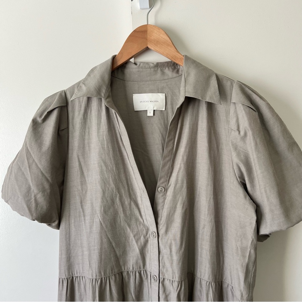 Brochu Walker The Havana Dress In Terra Brown Tiered Midi Dress Large $348 - Picture 6 of 13